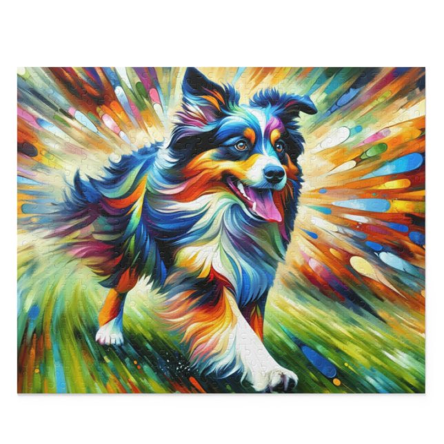 Puzzle Pastor Australiano: Acrílico Blue Merle Aussie (Australian Shepherd: Acrylic Style Blue Merle Aussie Art)