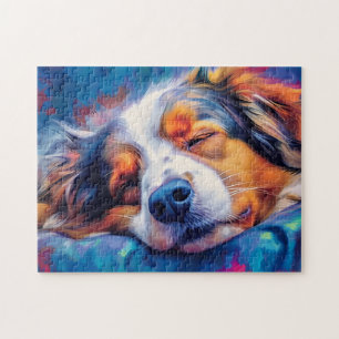 Puzzle Pastor australiano colorido durmiendo