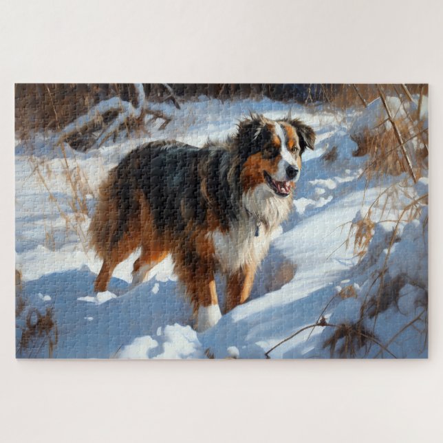 Puzzle Pastor Australiano Deja que nieve Navidad (Horizontal)