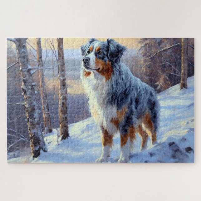 Puzzle Pastor Australiano Deja que nieve Navidad (Horizontal)