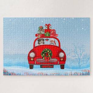 Puzzle Pastor Australiano En Coche Con Santa Claus