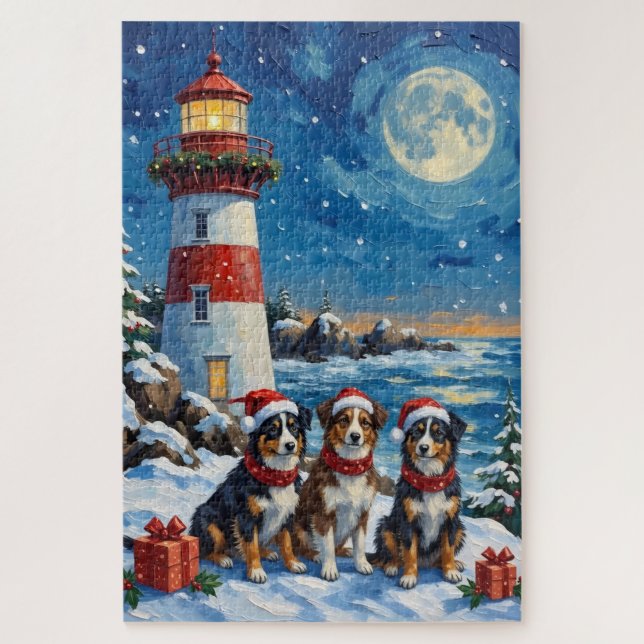 Puzzle Pastor Australiano Navidad Faro Fiesta (Vertical)