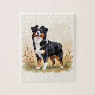 Puzzle Pastor Australiano Negro Tricolor Perro Aussie