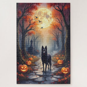 Puzzle Pastor Belga Arte de Halloween Bosque Gótico