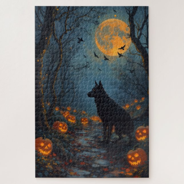 Puzzle Pastor Belga Arte de Halloween Bosque Gótico (Vertical)