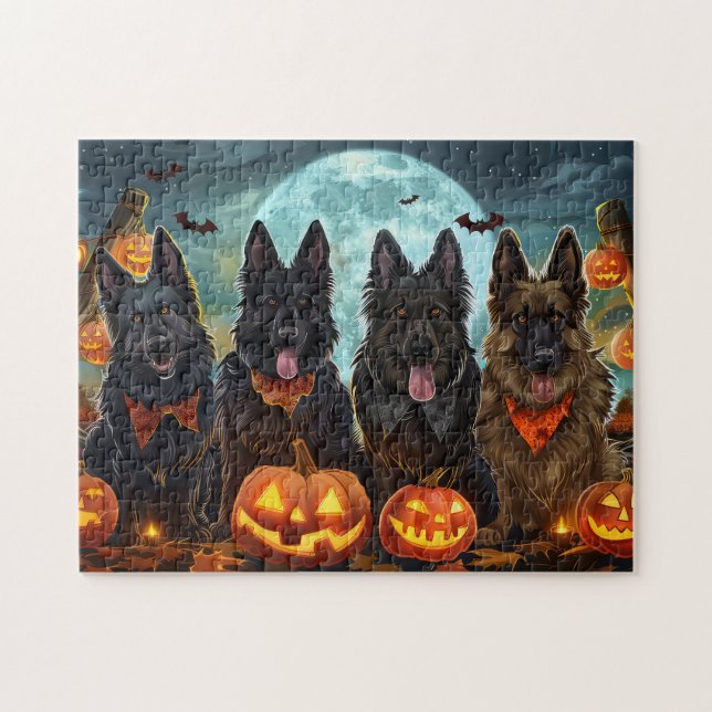 Puzzle Pastor belga Halloween Spooky (Horizontal)