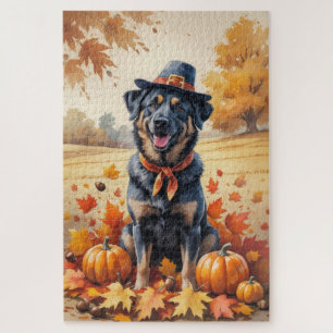 Puzzle Pastor Belga Malinois Entre Hojas de Otoño Arte de