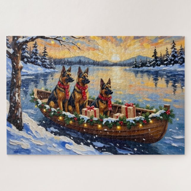 Puzzle Pastor Belga Tervuren Barco de Navidad Fiesta (Horizontal)