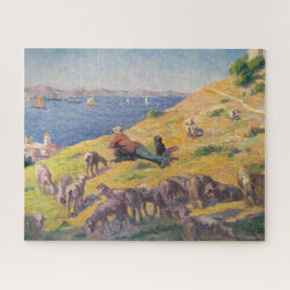 Puzzle Pastor con ovejas mirando el mar