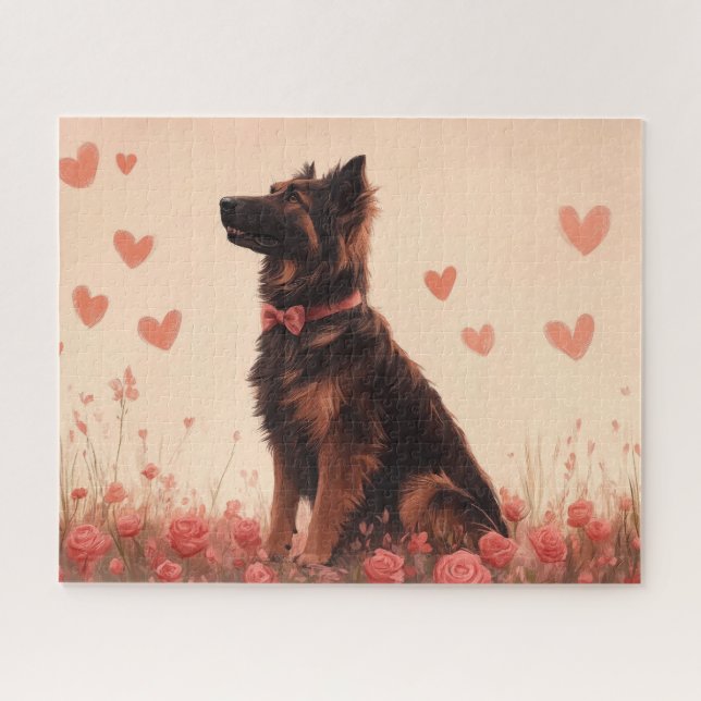 Puzzle Pastor de Anatolia con Rosas - Día de San Valentín (Horizontal)