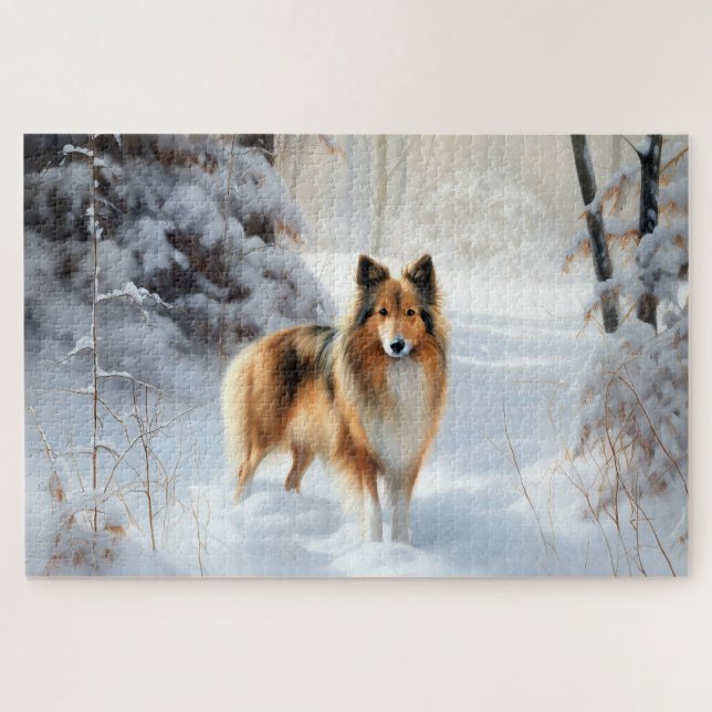 Puzzle Pastor de Shetland Deja que nieve Navidad (Horizontal)