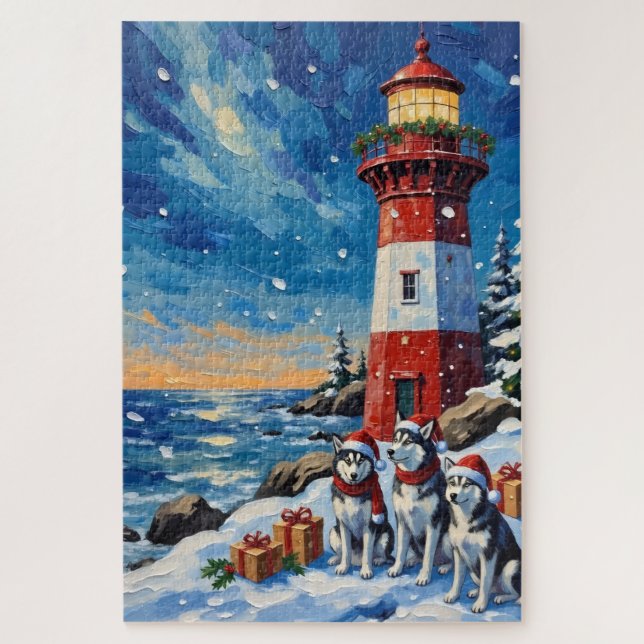 Puzzle Pastore Siberiano de Navidad Faro Fiesta (Vertical)