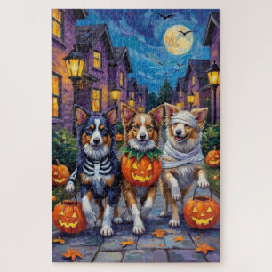 Puzzle Pastores de Shetland con disfraces de Halloween