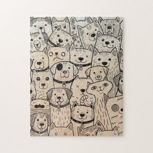 Puzzle Patas juntas multitud caprichosa de perros y gatos