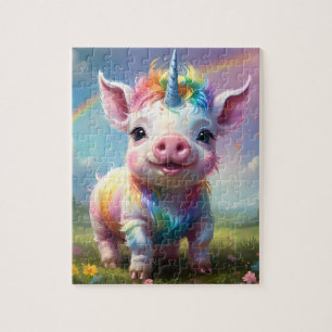 Puzzle "Patas Mágicas: El Cerdo Unicornio Arcoíris"