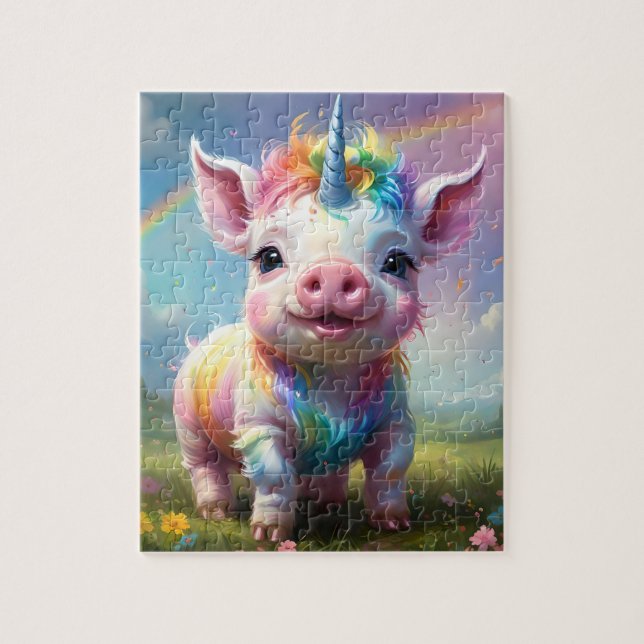 Puzzle "Patas Mágicas: El Cerdo Unicornio Arcoíris" (Vertical)