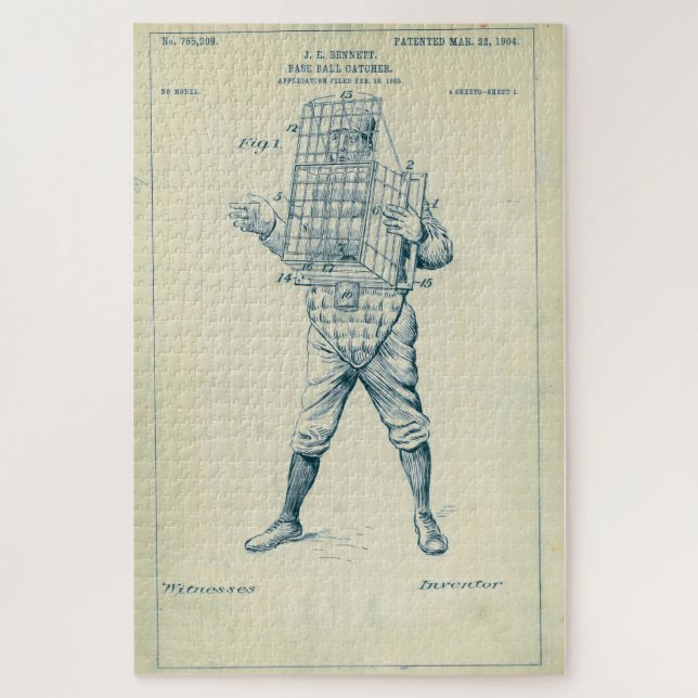 Puzzle Patente Vintage de equipo de cazadores de béisbol  (Vertical)