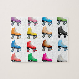 Puzzle Patines de rodillos retro con motivos coloridos