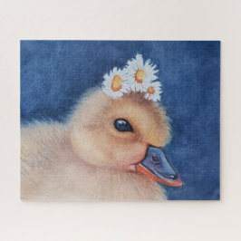 Puzzle Patito adorable con margaritas blancas