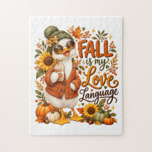 Puzzle Pato acogedor de otoño con latte de especias de ca