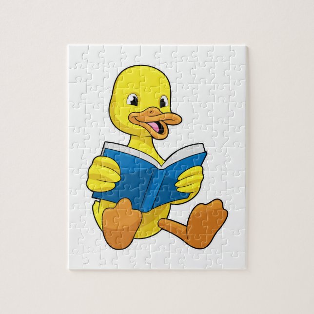 Puzzle Pato al leer con libro (Vertical)