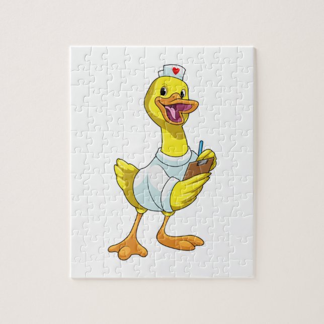 Puzzle Pato como enfermera con corazón (Vertical)