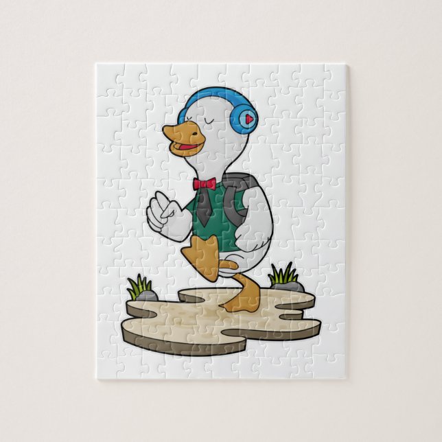 Puzzle Pato como excursionista con mochila (Vertical)
