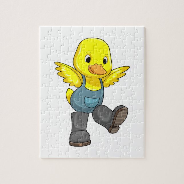 Puzzle Pato como granjero con botas (Vertical)