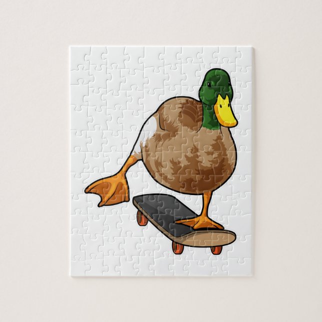 Puzzle Pato como patinador con patineta (Vertical)