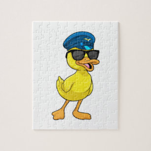 Puzzle Pato como piloto con gorra piloto