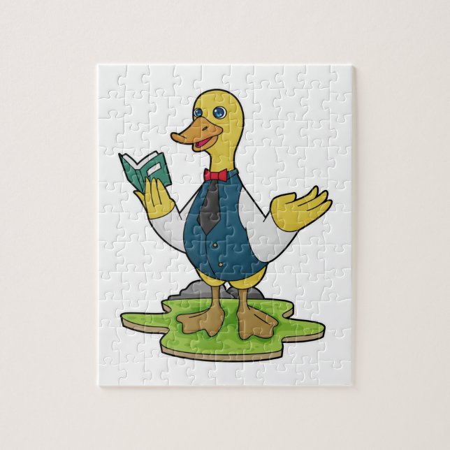 Puzzle Pato como profesor con libro (Vertical)
