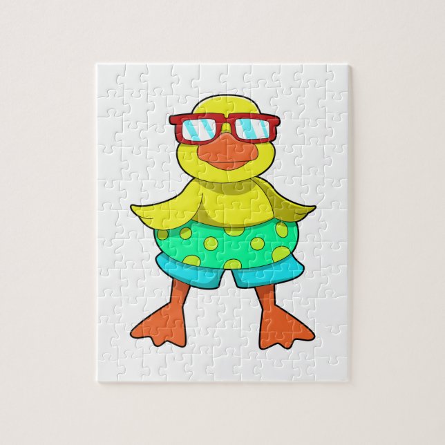 Puzzle Pato con anillo de natación y gafas de sol (Vertical)