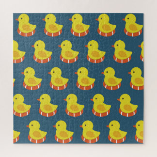 Puzzle Pato de goma amarillo, lindo, sin costuras.