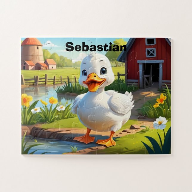 Puzzle Pato de granja personalizado (Horizontal)