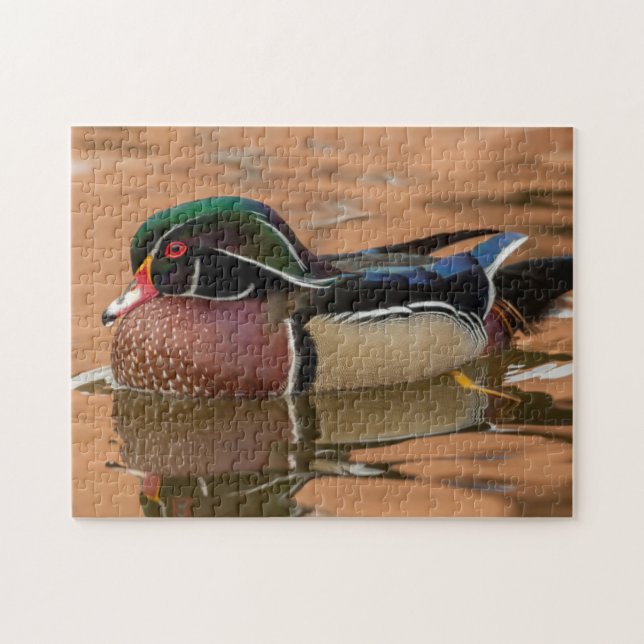 Puzzle Pato de madera nadando en agua (Horizontal)