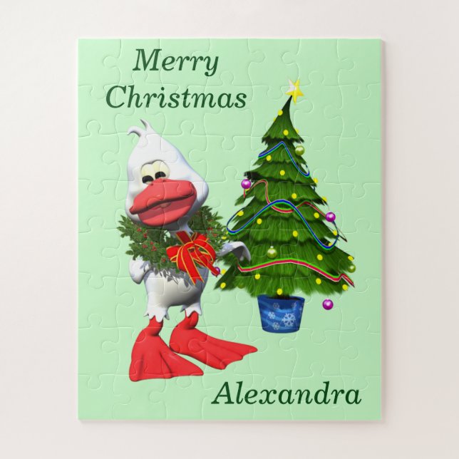 Puzzle Pato de Navidades blancos cortos con una corona (Vertical)