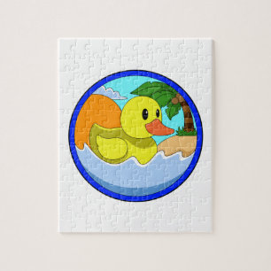 Puzzle Pato en la playa con palmeras.PNG