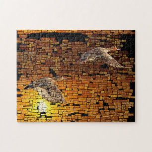 Puzzle Patos De Atardecer Salvajes En Fondo De Piedra