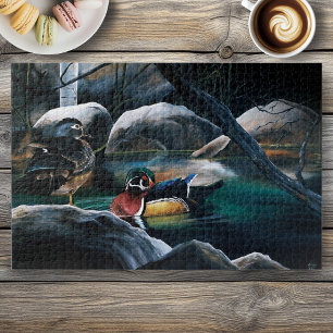 Puzzle Patos de Madera Pareja Estanque Naturaleza Vida Si