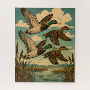 Puzzle Patos Silbones en Vuelo Arte de Fauna
