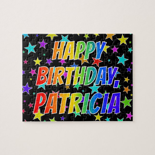 Puzzle "PATRICIA" Nombre, Diversión "FELIZ CUMPLEAÑOS" (Horizontal)