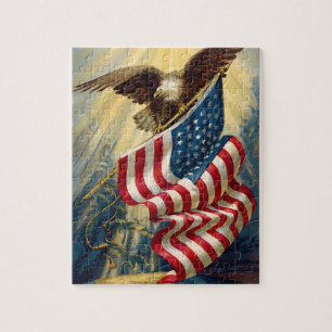 Puzzle Patriotismo Vintage, Bandera Americana Águila Patr