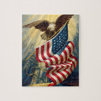 Puzzle Patriotismo Vintage, Bandera Americana Águila Patr