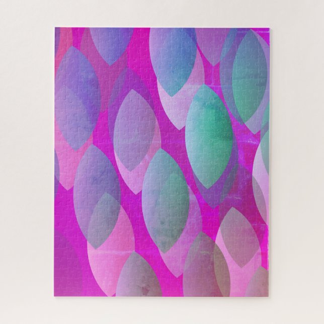 Puzzle Patrón abstracto moderno | Magenta Púrpura Rosa Ve (Vertical)