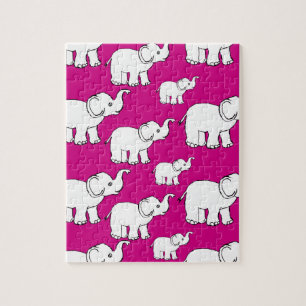 Puzzle Patrón animal rosado Personalizado Elefante