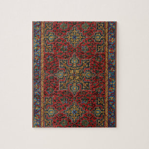 Puzzle Patrón Antiguo de Alfombra Persa Rojo Azul Arabesc