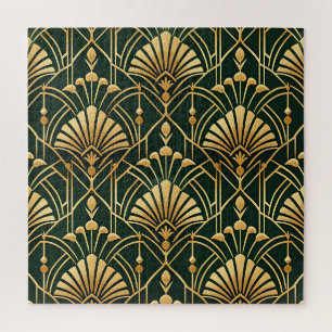 Puzzle Patrón Art Déco de Oro Esmeralda