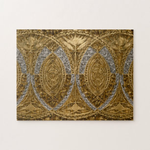 Puzzle Patrón Art Decó Plata Y Oro