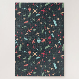 Puzzle Patrón avión negro y avión
