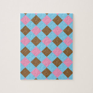 Puzzle Patrón azul, marrón y rosa